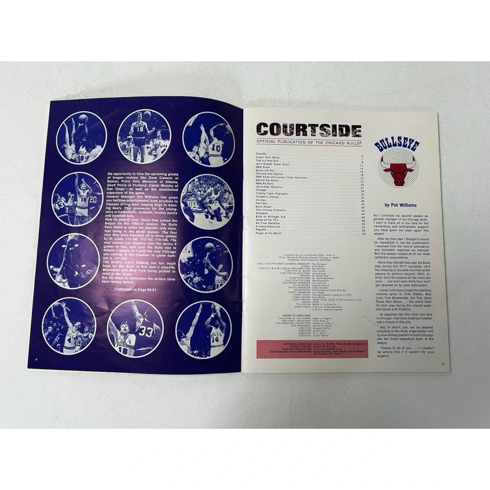 1971 3/30 Court‎ Side Full Playoff Basketball Program LA Lakers @ Chicago Bulls